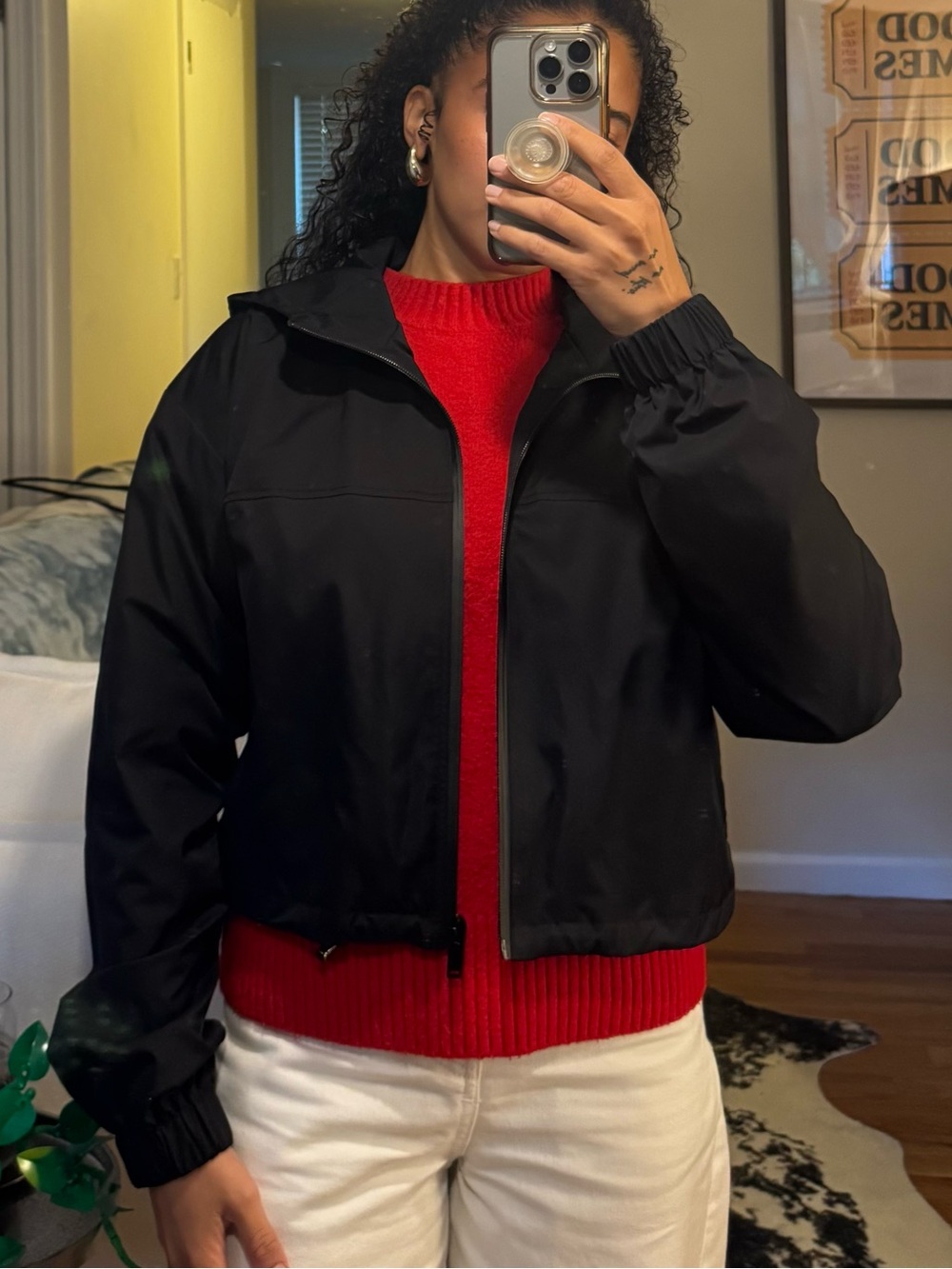 Aritzia Babaton Cropped Black Rain Jacket